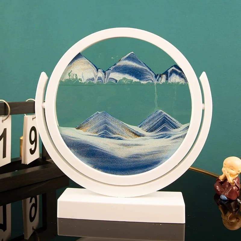 Clessidra 3D Clessidra in vetro dinamico Decorazione della sabbia per ufficio Sedile grande Sabbie mobili Pittura Home Art Ornaments Regalo di compleanno