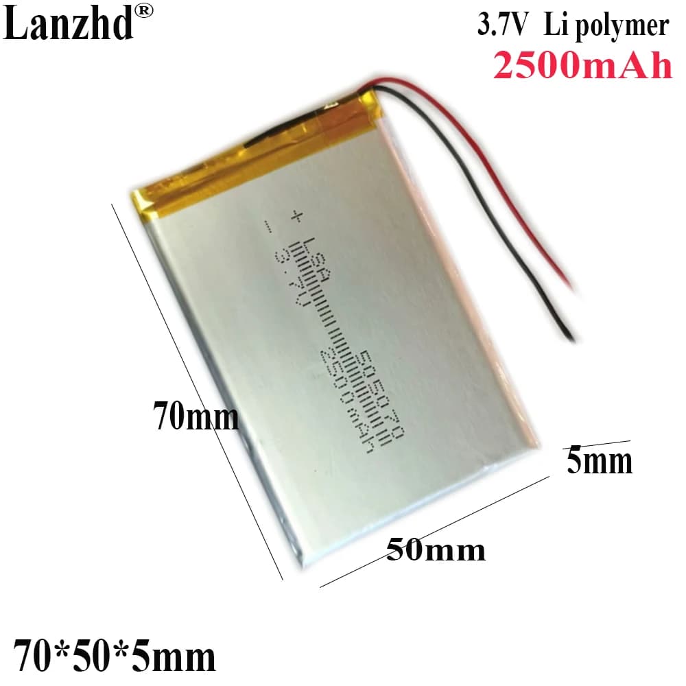 Batteria al litio ai polimeri di litio 3.7V 2000mAh per caricabatterie console di gioco campanello video Smart wear dispositivo di bellezza batteria 505070