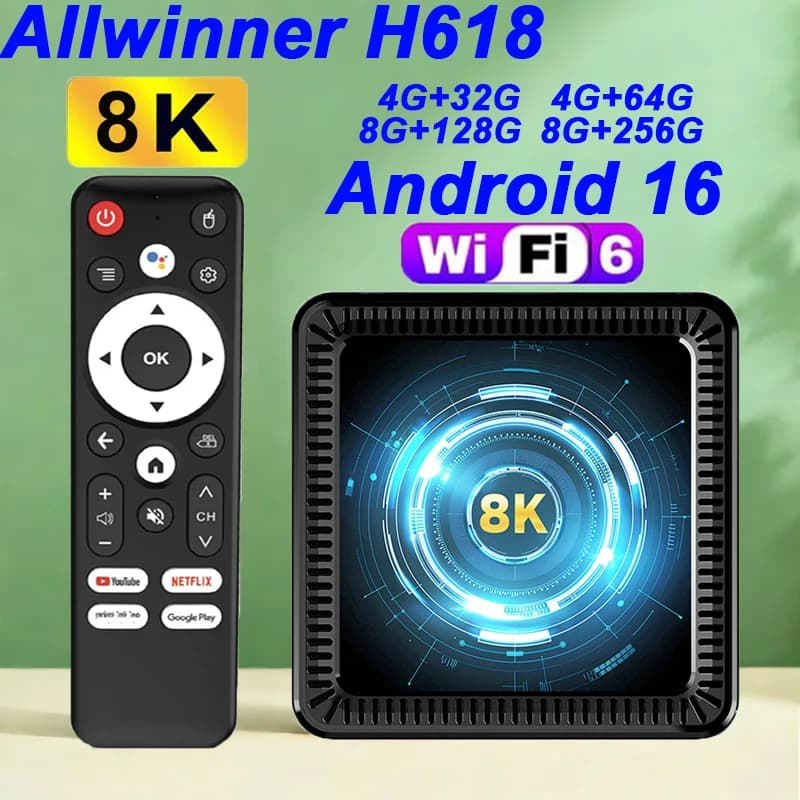 Android16 Smart TV Box Q19 2.4G e 5G Dual Wifi6 8K Video Elaborazione ad alta velocità Supporto Assistente vocale Google Lettore multimediale Netflix