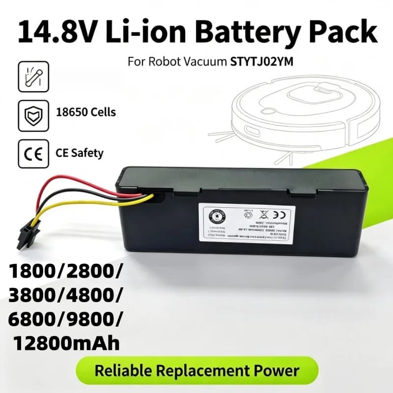 18650 14.8V 1800/2800/3800/4800/6800/9800/12800mAh Rechargeable Li‑ion Battery Replacement For STYTJ02YM Sweeping Robot