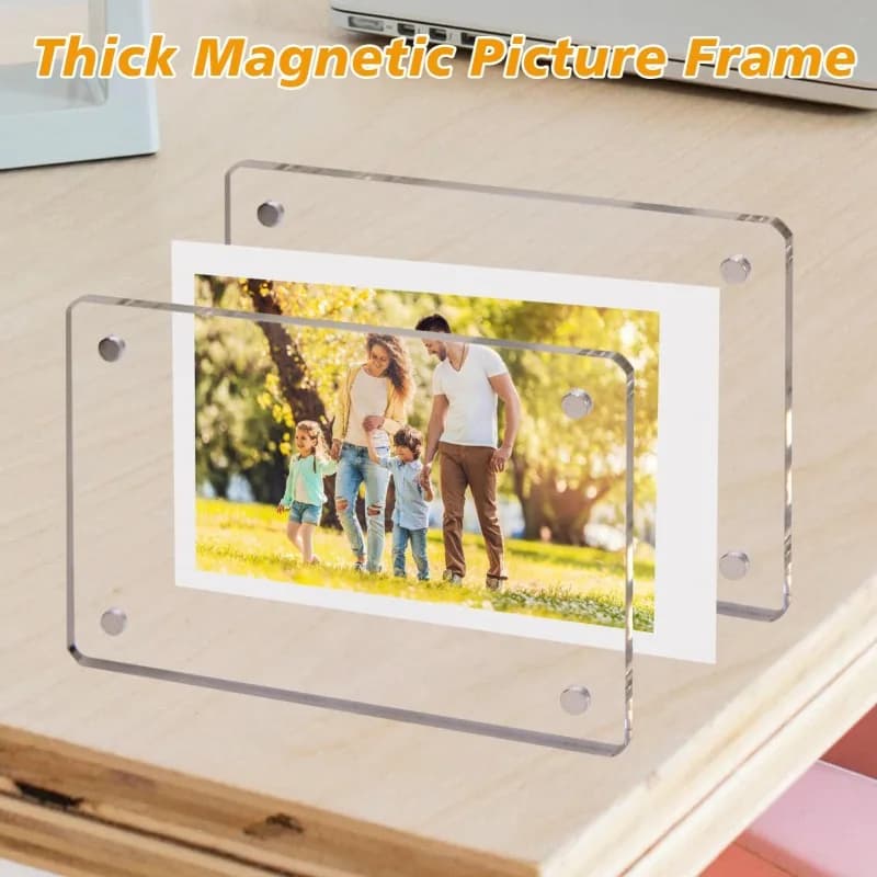 Cornici Magnetiche in Acrilico Trasparente per Frigorifero, Mini Magneti Bifacciali per Foto da 3/4/5 Pollici, Espositore Trasparente
