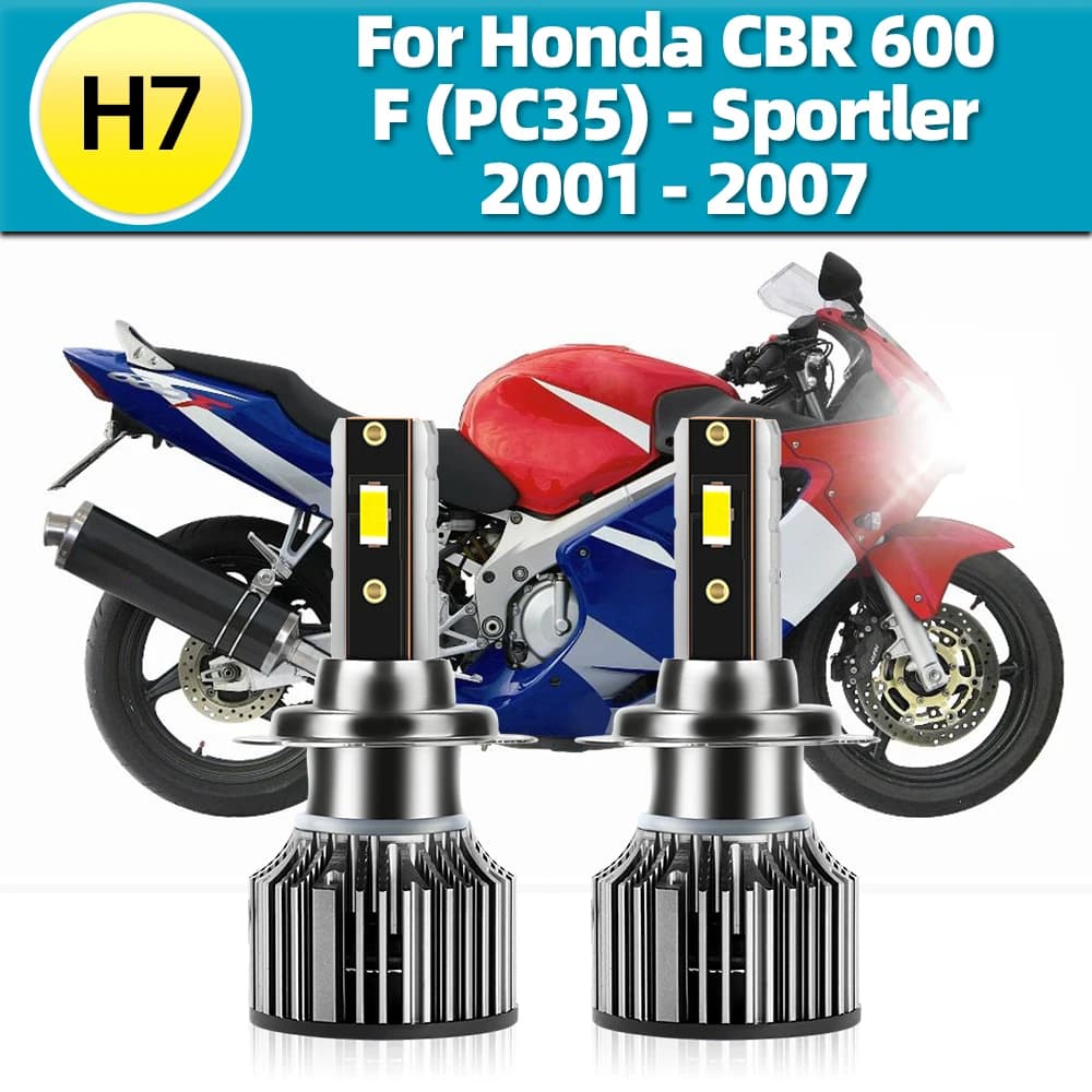 Fari moto H7 CSP 12V 15000LM LED 100W/2 pz per Honda CBR 600 F (PC35) - Sportler 2001 2002 2003 2004 2005 2006 2007