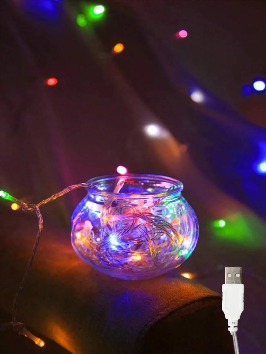 Stringa di luce nuda per scatola batteria a colori USB 1PC 3M20LED, adatta per feste, festival, camera da letto, soggiorno, decorazioni di nozze