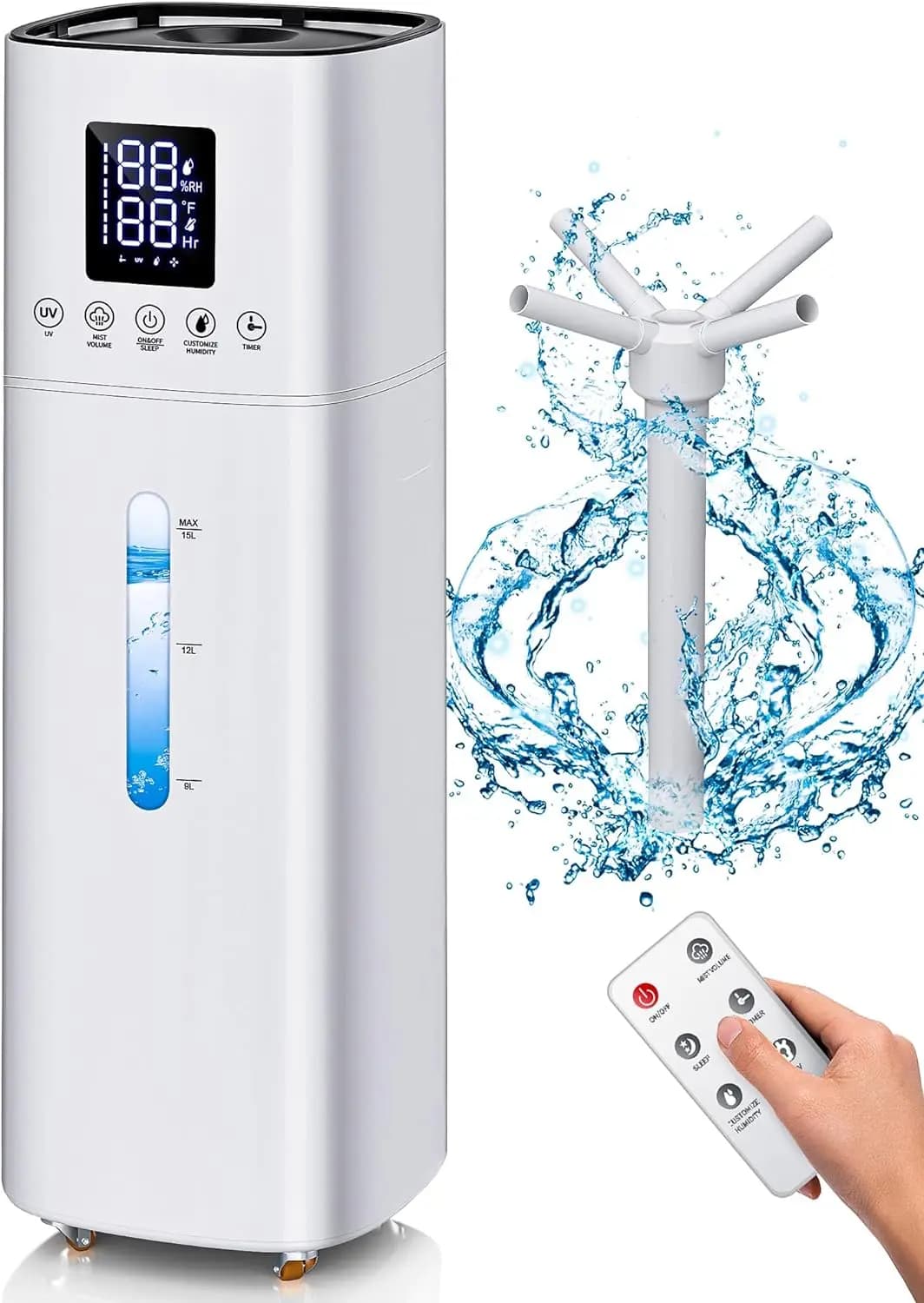 Per RUNAL H790 Acqua ad alta potenza Doppio ugello Nebulizzatore Torre 16 litri Lt 16L Umidificatore ad ultrasuoni intelligente