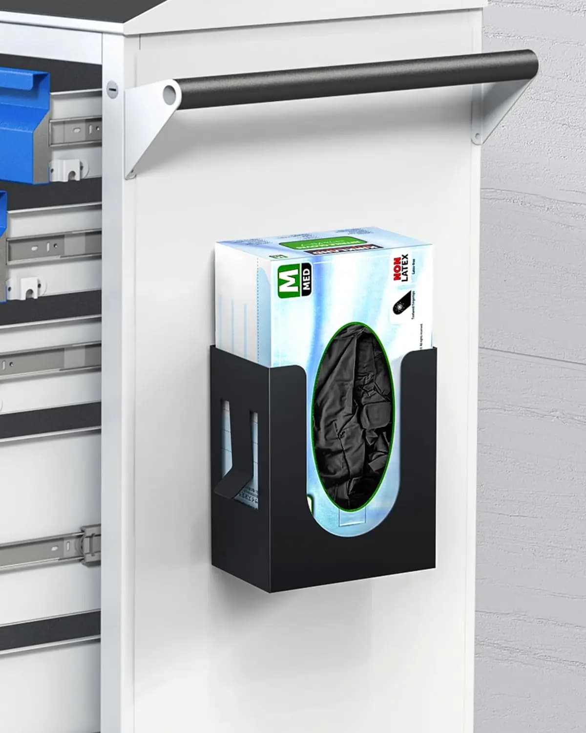 Supporto Magnetico per Guanti, Dispenser a Parete per Guanti in Metallo, Gomma, Lattice e Monouso, per Garage, Officina, Cucina, Nero