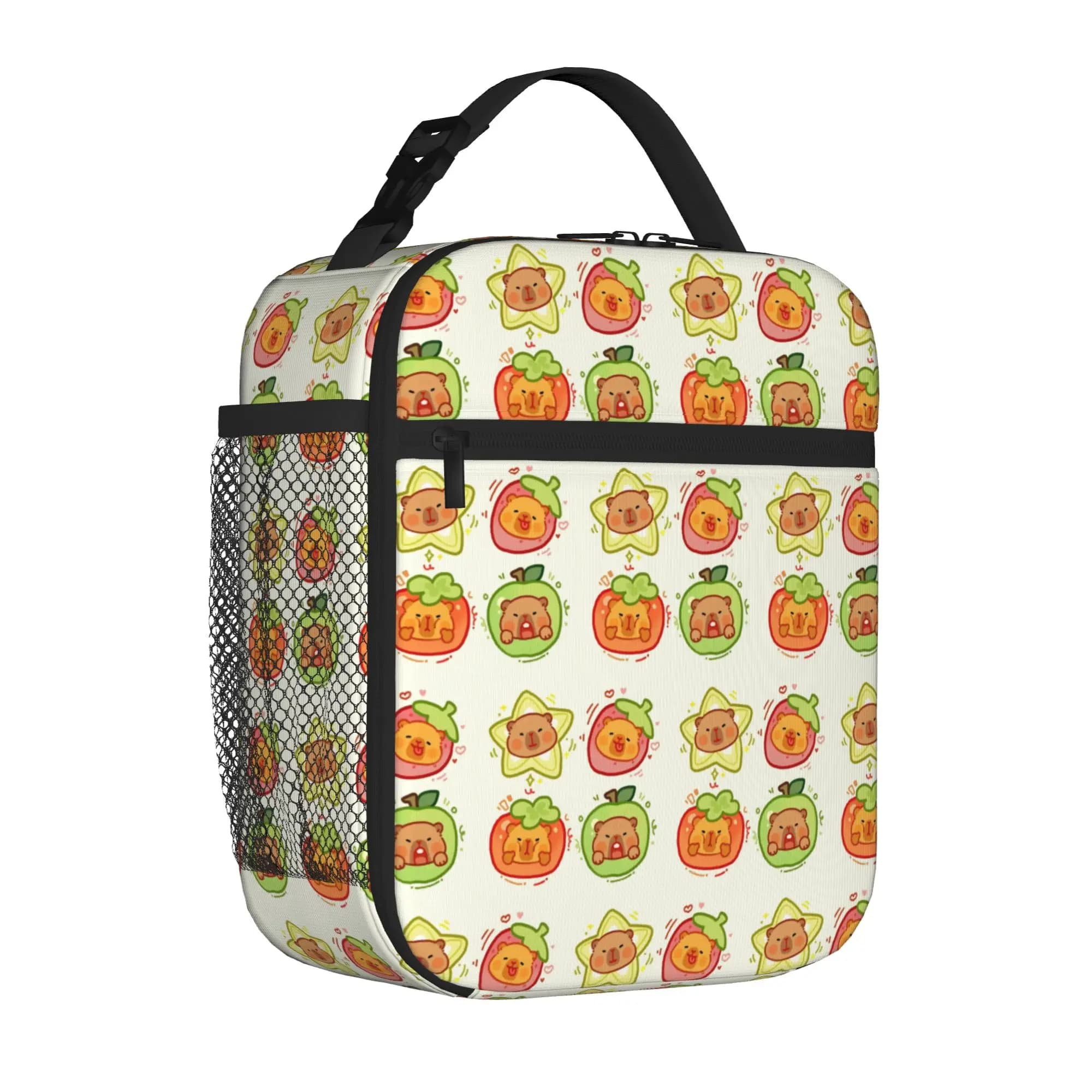 Borsa termica per il pranzo, simpatica capibara, divertente animale, cartone animato Harajuku, borsa termica per il pranzo con manico per la scuola