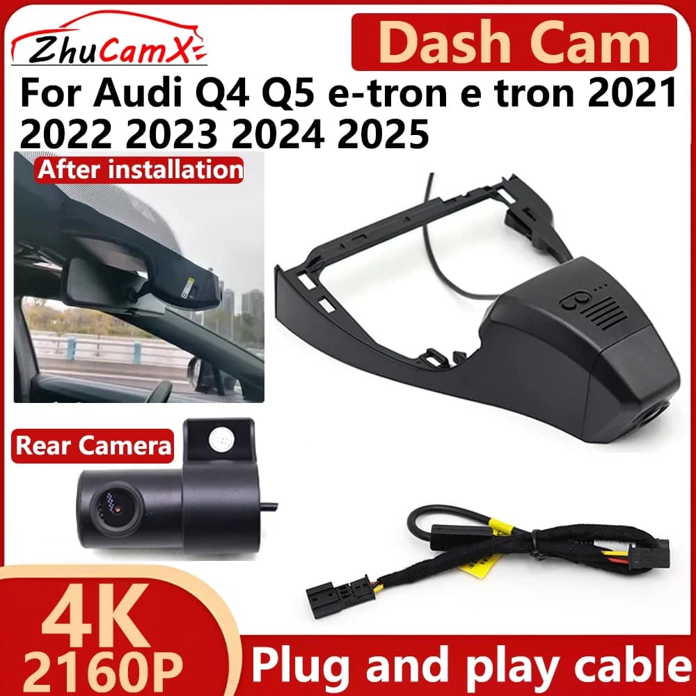 ZhuCamX for Audi Q4 Q5 e-tron and tron 2021 ~ 2025 OEM 4K 2160P Auto DVR Dash Cam Camera Night Vision Recorder Cable Plug and play
