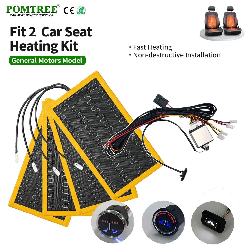 Universal Built-in Car Seat Heating Pad Kit 108W Alloy Wire Fast Heating 2-Seat Single Head 3-Gear Switch With Wiring Harness