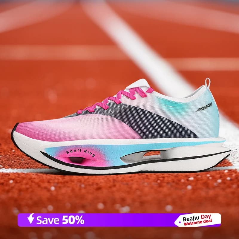 Scarpe da corsa sportive da uomo con cuscino d'aria in piastra di carbonio Maratona Scarpe da ginnastica antiscivolo atletiche comode e leggere da donna