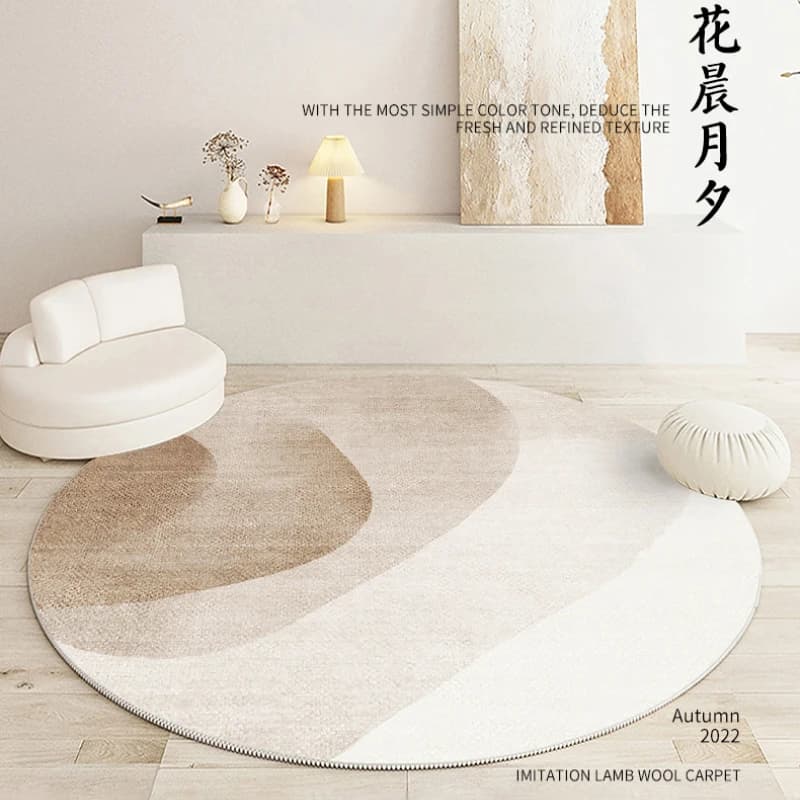 Tappeto rotondo minimalista per arredamento camera da letto Tappeto da salotto spesso di ampia area Tappeti stile Wabi-sabi per soggiorno Tappetino soffice e morbido in peluche