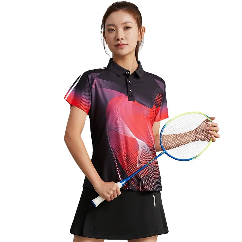 Maglia da Badminton donna ping pong palestra camicie in poliestere Run Quick Dry Turn Down Tee 4XL Golf abbigliamento da gioco traspirante