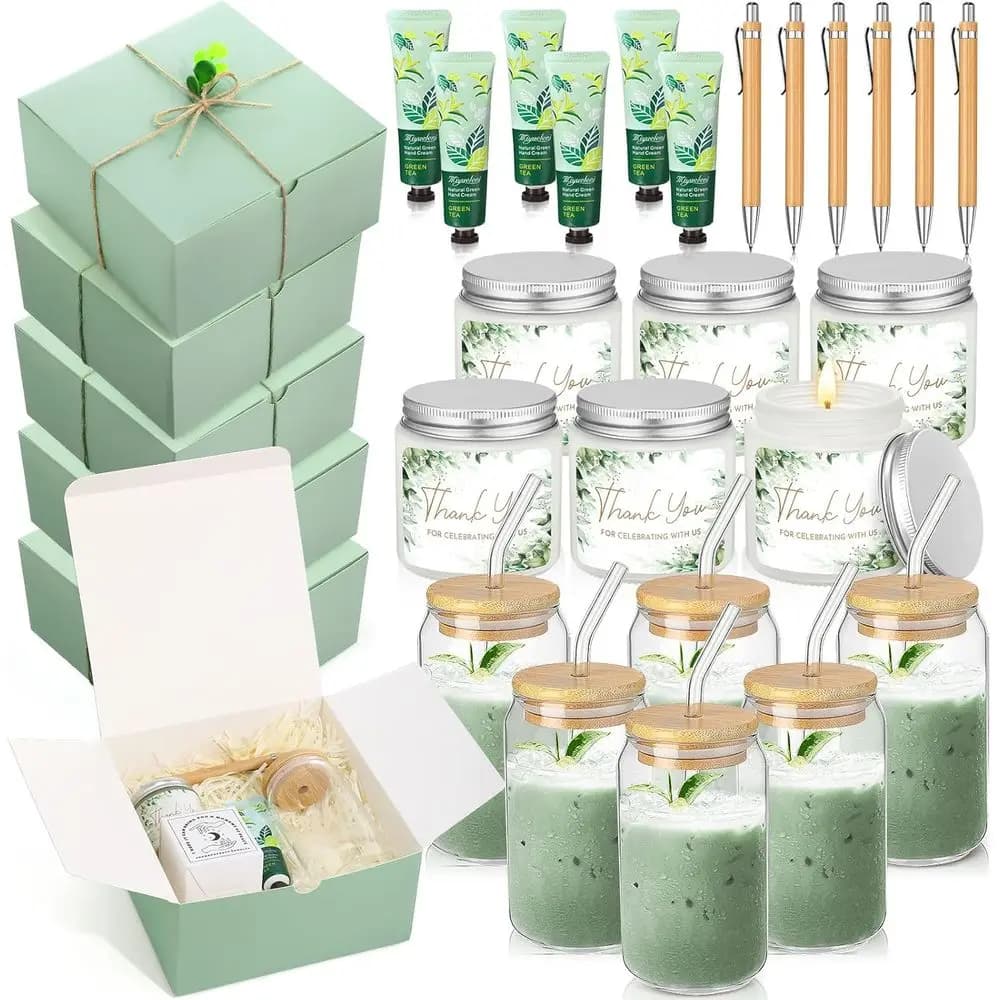 6 Regali per Baby Shower: Bicchieri in Vetro, Candele Profumate, Crema Mani, Penne, Confezione Regalo - Ideali per Rivelazione del Sesso del Bambino o Premi per Feste Nuziali (G