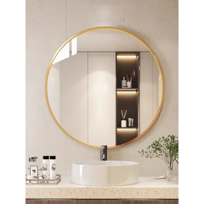 -Lavabo circolare per bagno, bagno, bagno, trucco non perforato, specchio per lavabo personalizzato antideflagrante