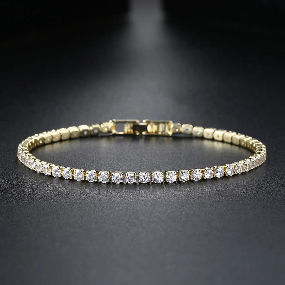Bracciale Tennis alla Moda con Zirconia da 2,5 mm per Donna, Bracciale Sottile con Charm in Cristallo, Gioielli da Matrimonio KC128