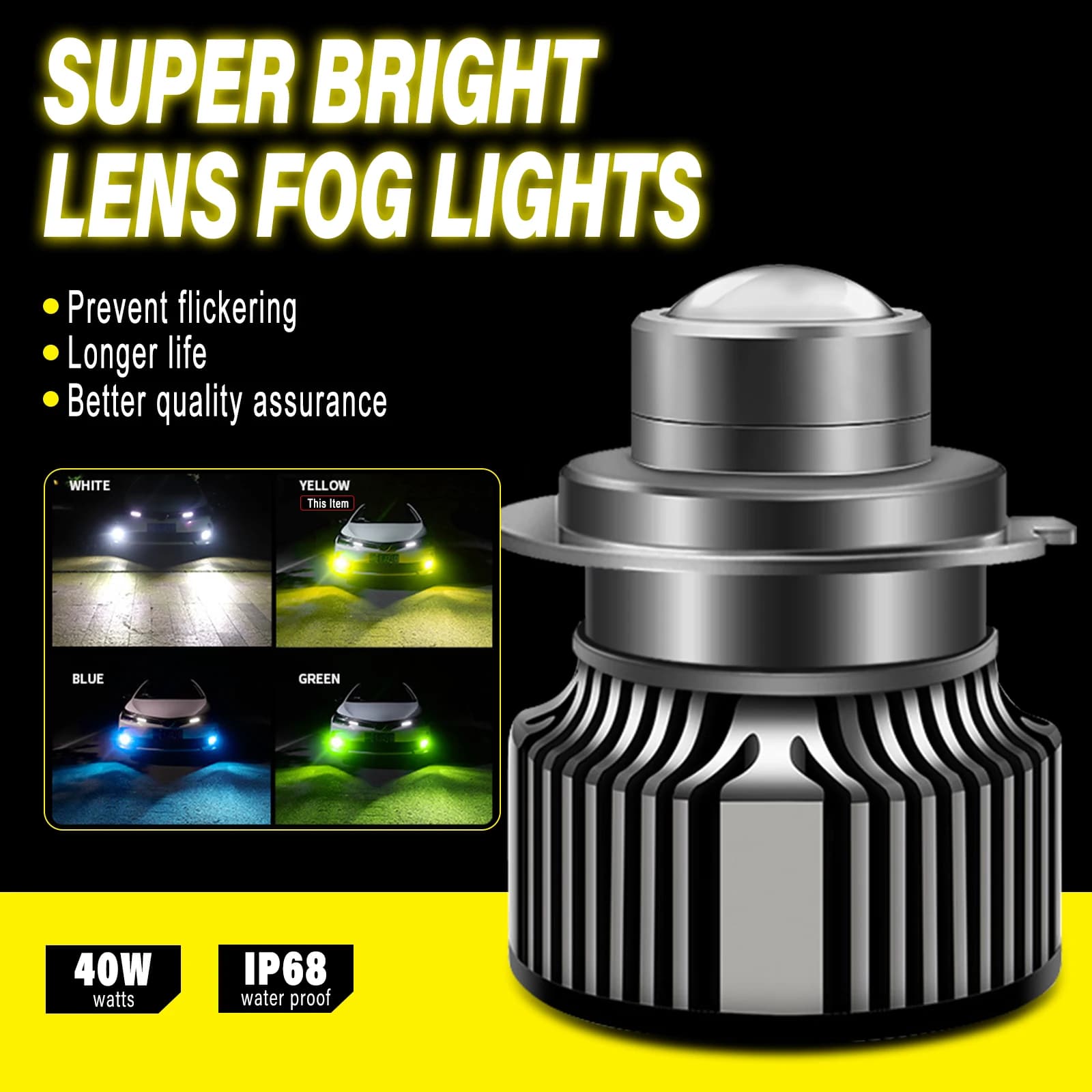 Lampadina LED H7 H11 H8 9005 9006 con Lente Proiettore per Fari Auto e Moto, Universale 12V 24V, Mini Proiettore LED