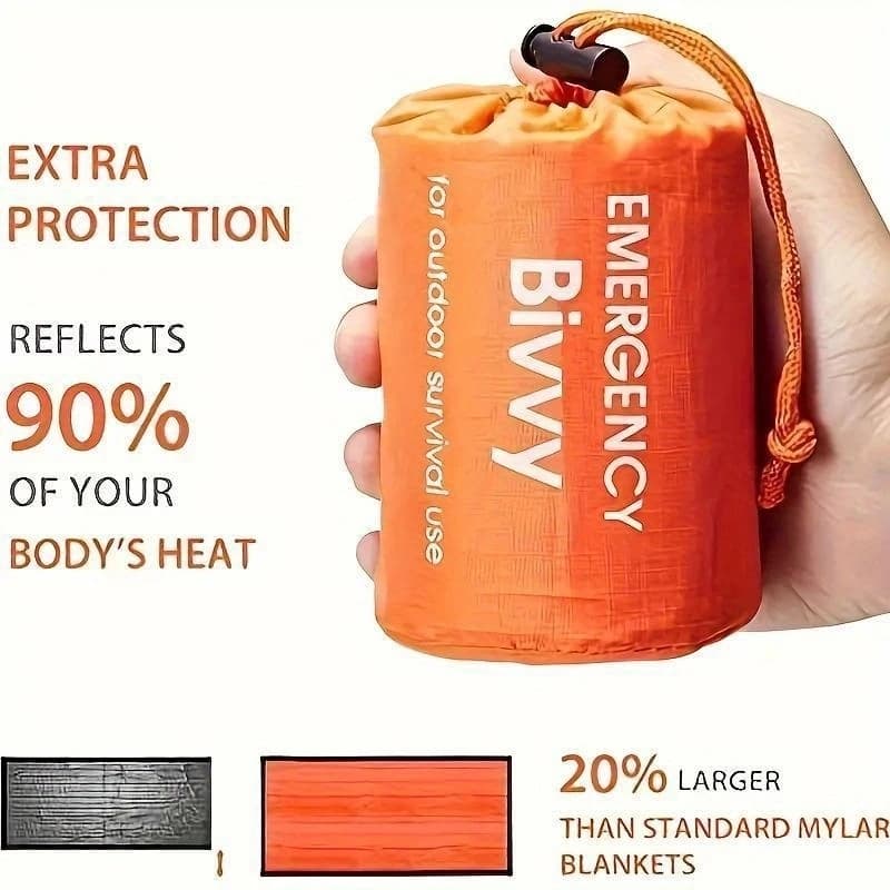 Sacchi nanna di emergenza multi-pack, arancione, borsa con coulisse, portatili, adatti per il campeggio all'aperto