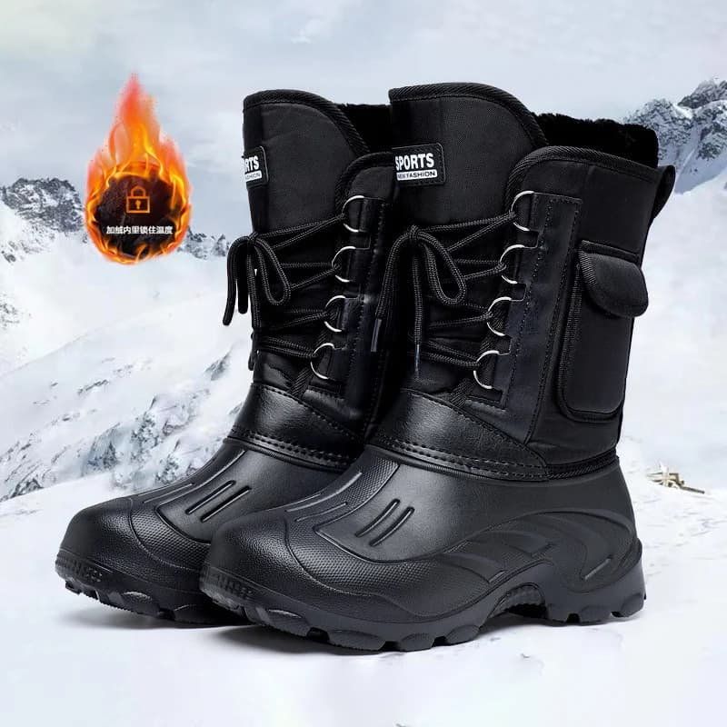 Stivali da neve invernali, scarpe da caccia da pesca impermeabili, scarpe da pesca antiscivolo sulla roccia di barriera corallina, stivali da trekking in peluche ispessiti per esterni