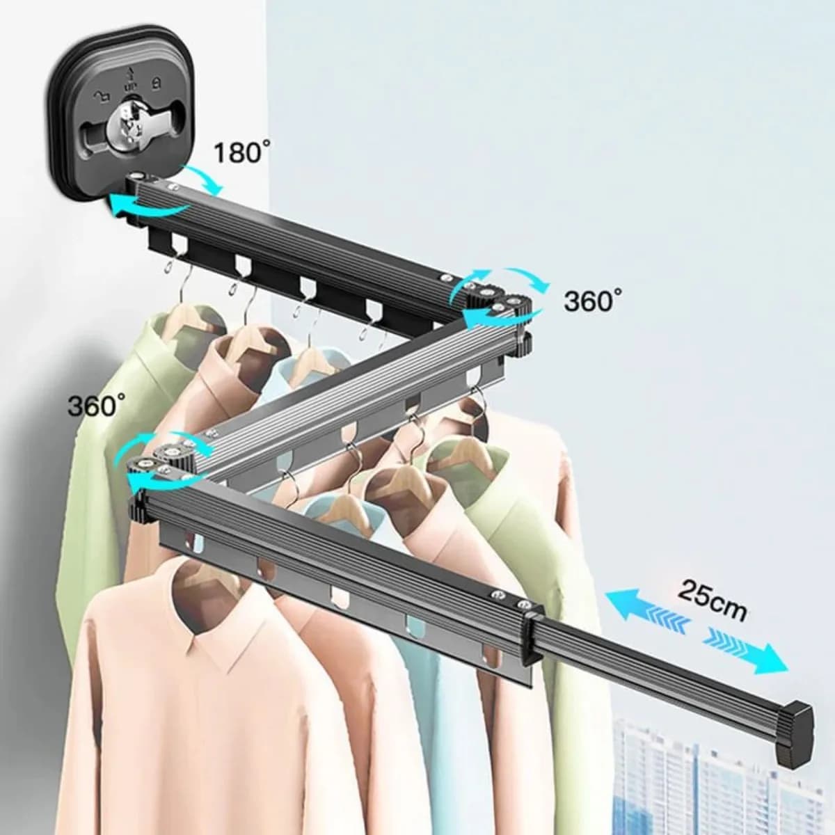 Telescopic Drying Foldable with Suction cup, Ankle Ankle from Balcony for Home Storage