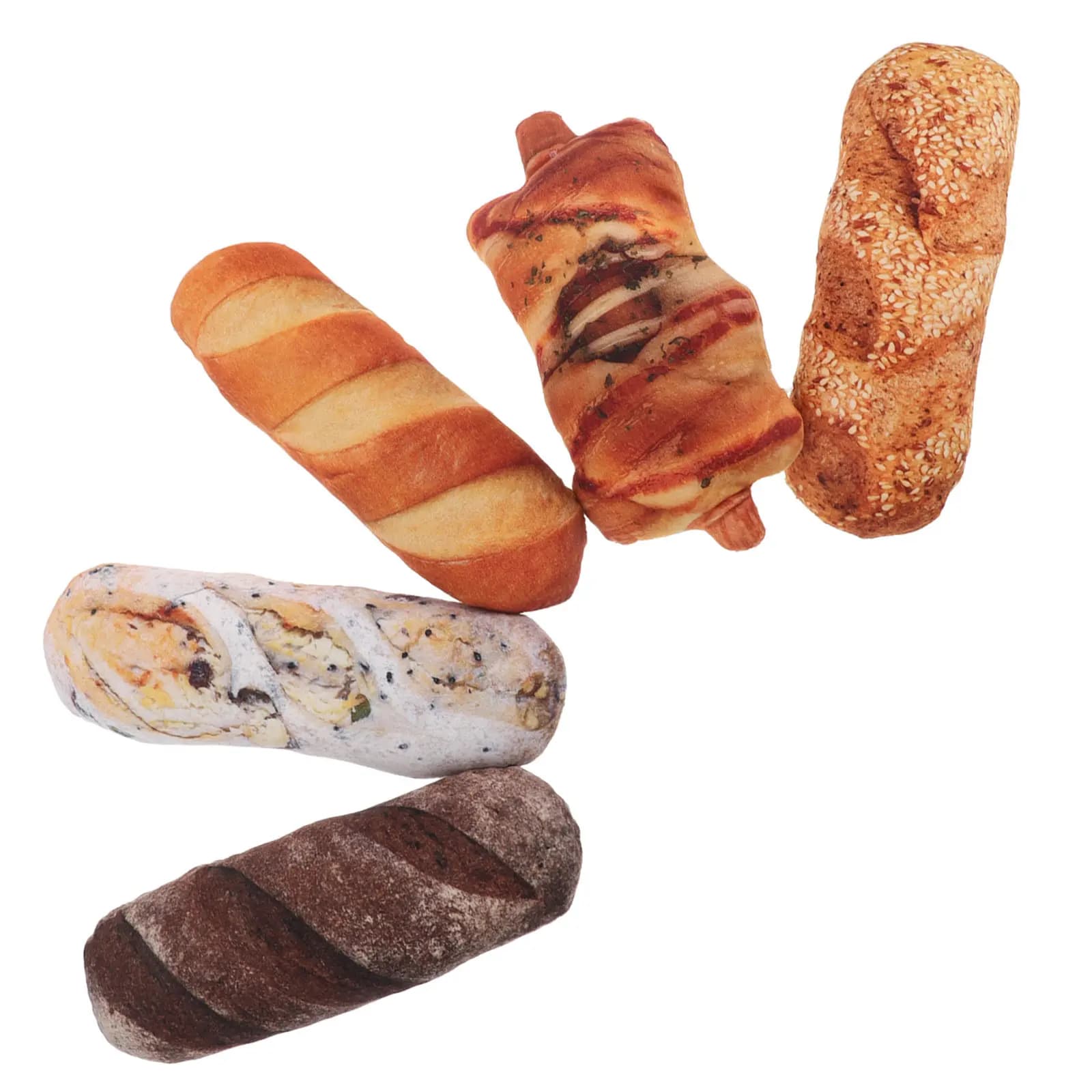 Set di 5 Cuscini a Forma di Pane, Realistici e Creativi, per Divano, Letto, Ufficio, Viaggio, Decorativi a Forma di Cibo, Cuscini Lombari