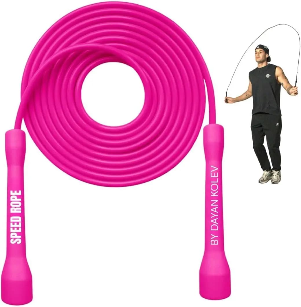 Corda per Saltare Veloce, Corda per Saltare in PVC da 5 mm per Fitness, Cardio, Boxe e CrossFit, Lunghezza Regolabile con Manici Indistruttibili