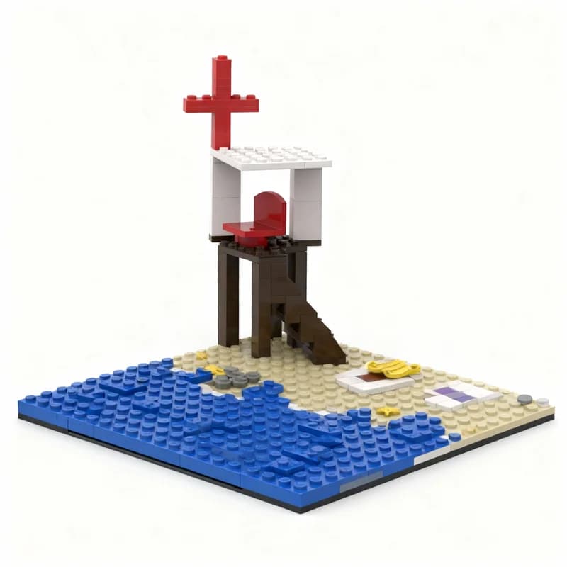 538pcs MOC Atlantis A Little Beach Model Building Blocks Toy Education Birthday Art Brick Craft Collection Creative Assemble