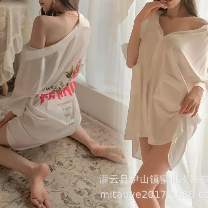 Casual Style Women's Watch for Holiday, Summer Pijama in Finta Silk with Print, Sexy Night Watch in Lace