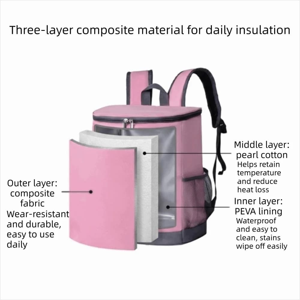 Large Capacity Travel Cooler Backpack Waterproof Thermal Insulated Insulated Picnic Bag Lightweight Leakproof Lunch Cooler Bag