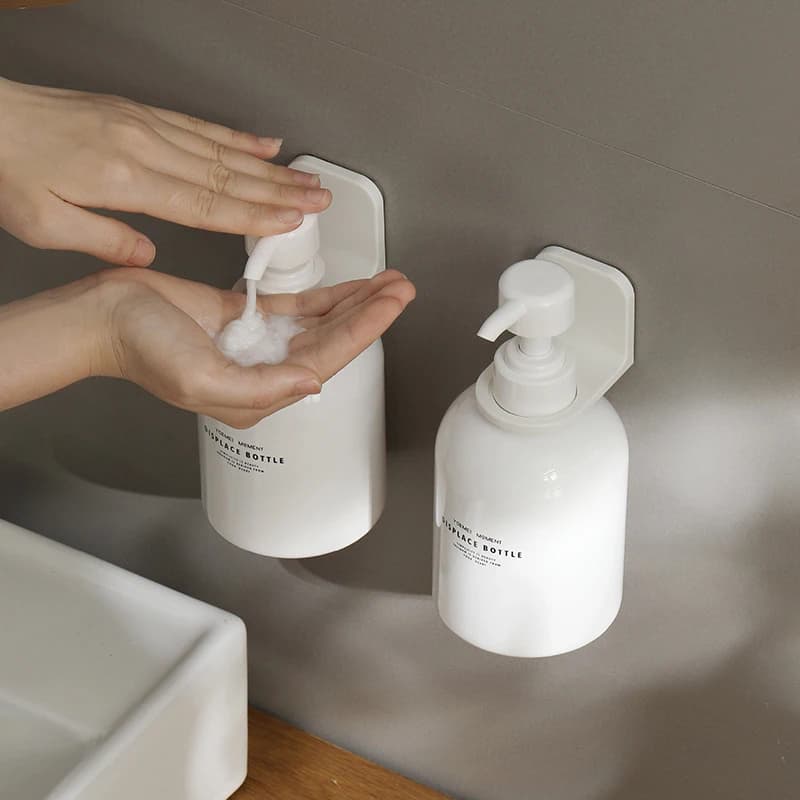 (Ce14)Adjustable Dispenser Bottle Holder Wall Mounted Adhesive Shampoo Lotion Hand Soap Bottle Hanger Bathroom Storage Rack