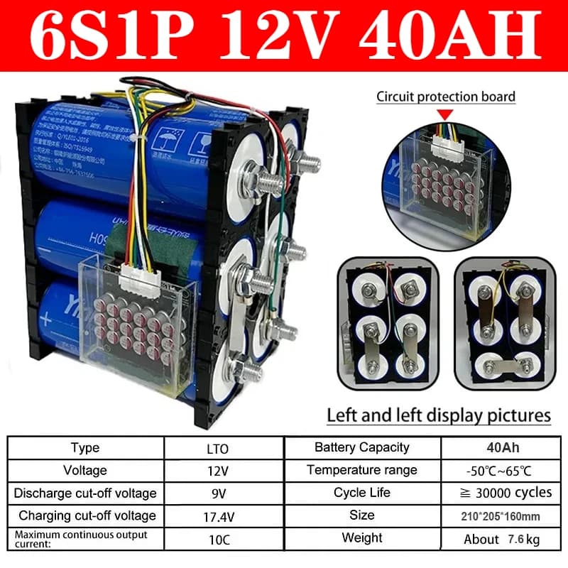 66160 12V 40Ah LTO 10C Ad Alta Potenza 6S1P Yinlong Batteria Al Litio Titanato Barca Elettrica RV Altoparlante UPS Auto Avviamento Batteria Solare