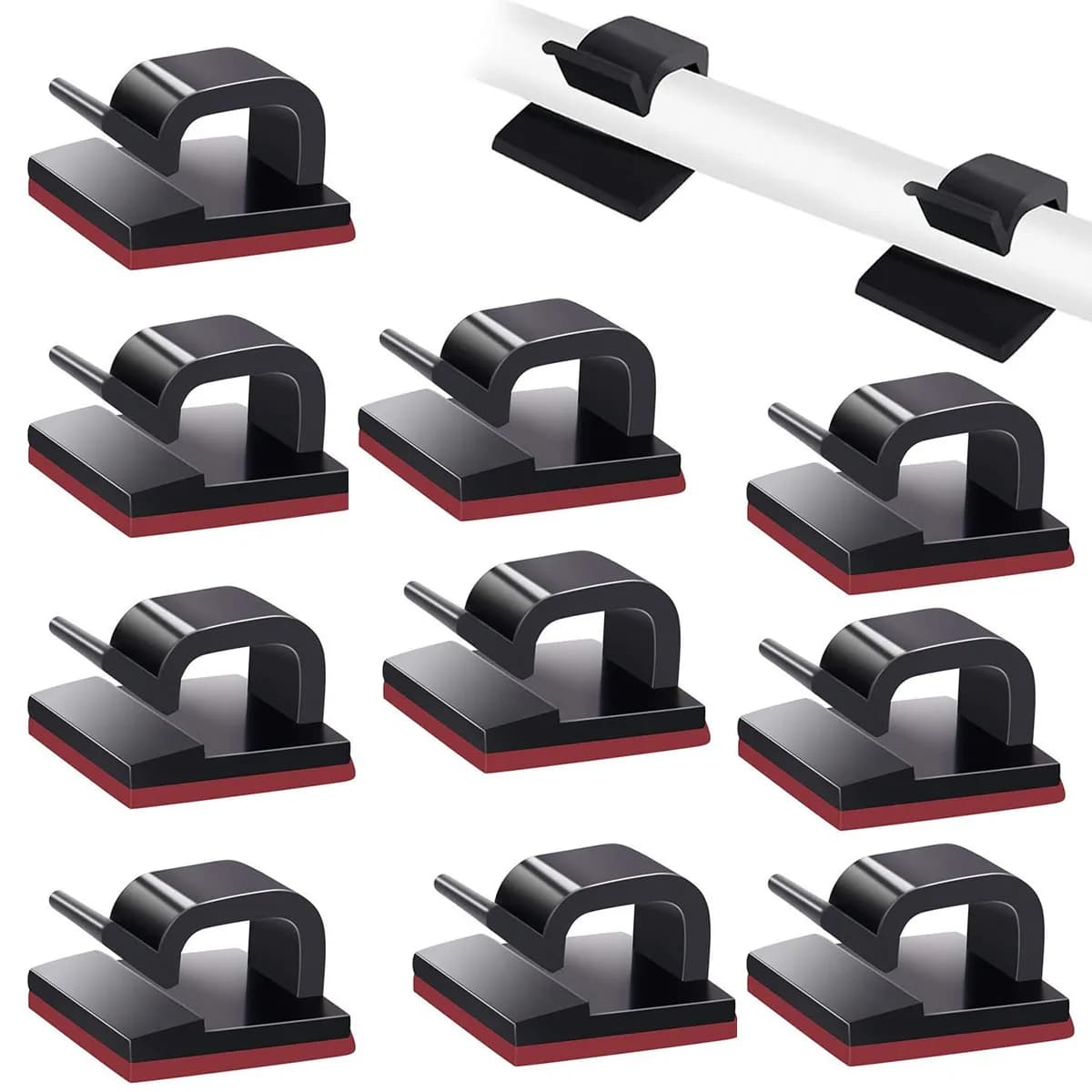50-piece adhesive cable clips, robust cable clips, cable supports for wall, under desk, car, dashboard, Ethernet, small electrical cables