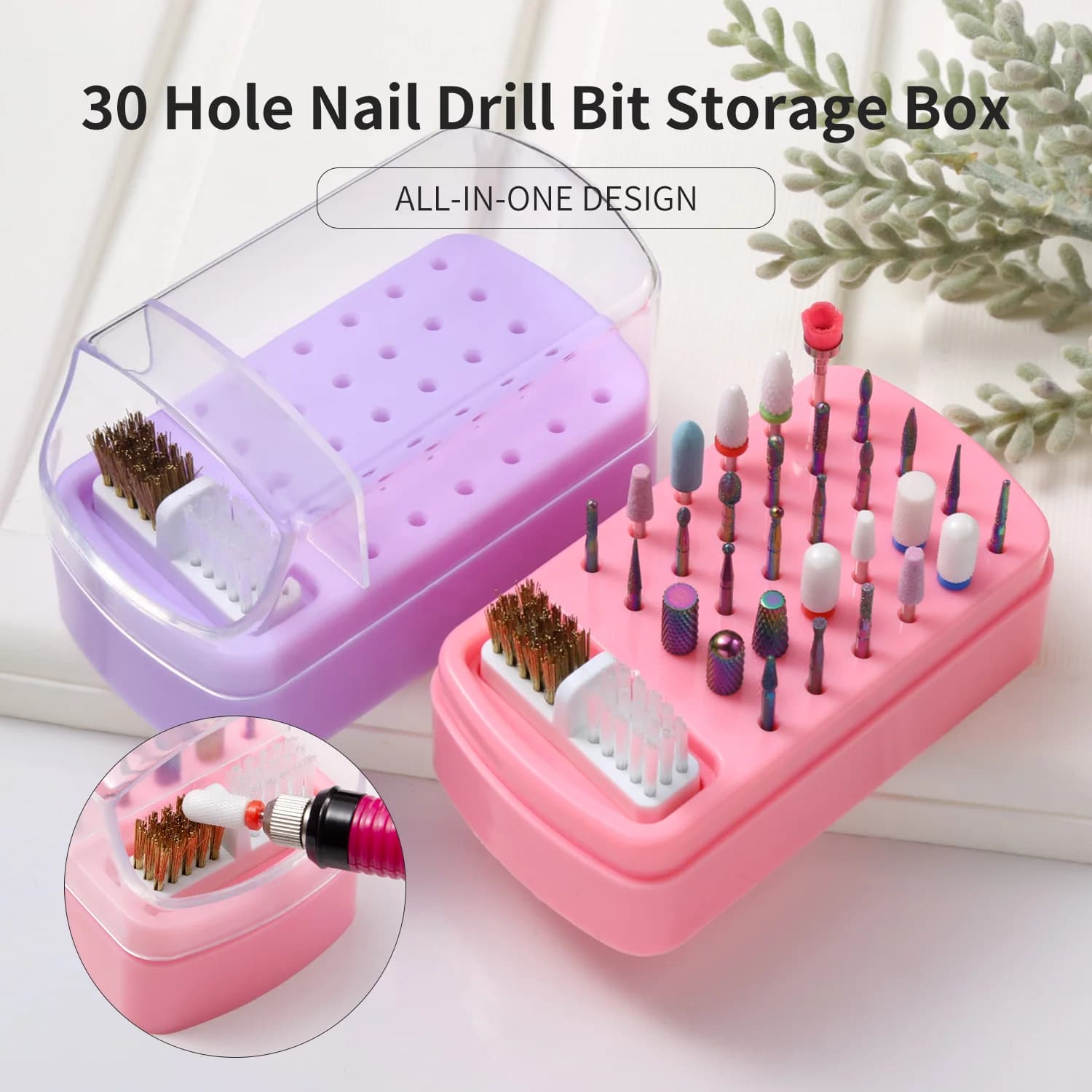 Organizer per 30 Punte per Trapano per Unghie, Scatola in Acrilico Antipolvere Portatile Vuota per Forniture per Nail Art da Salone