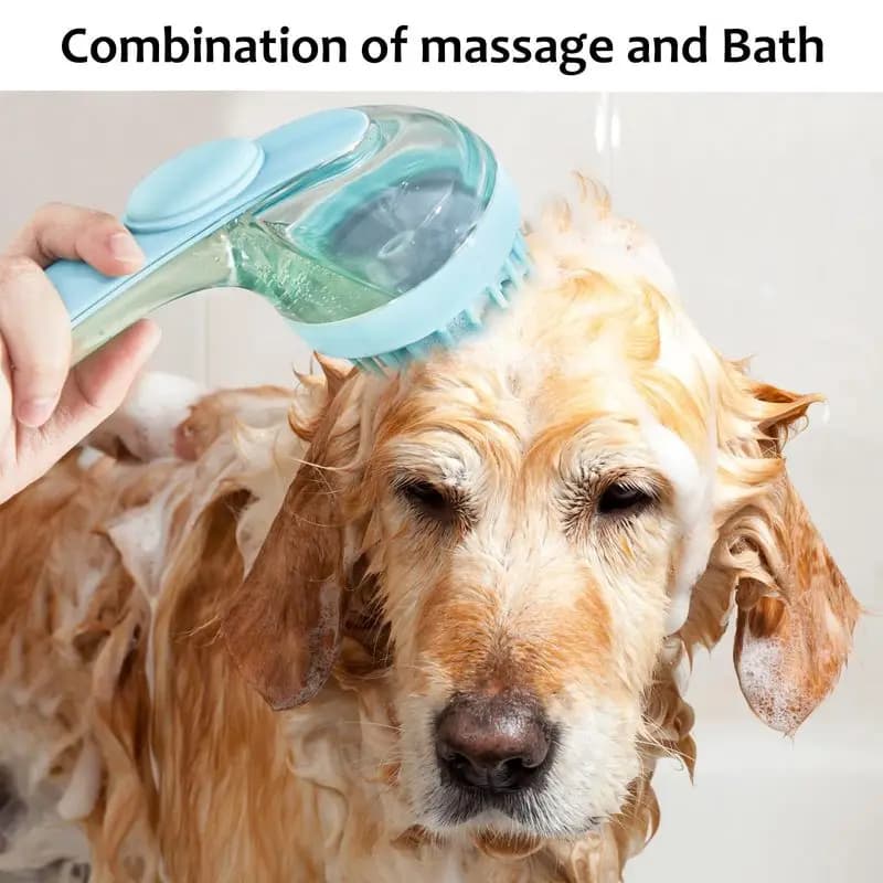 Kit generico da 6 pezzi per la toelettatura degli animali domestici, spazzole morbide in silicone per il bagno e il massaggio con dispenser di sapone per cani e gatti a pelo lungo
