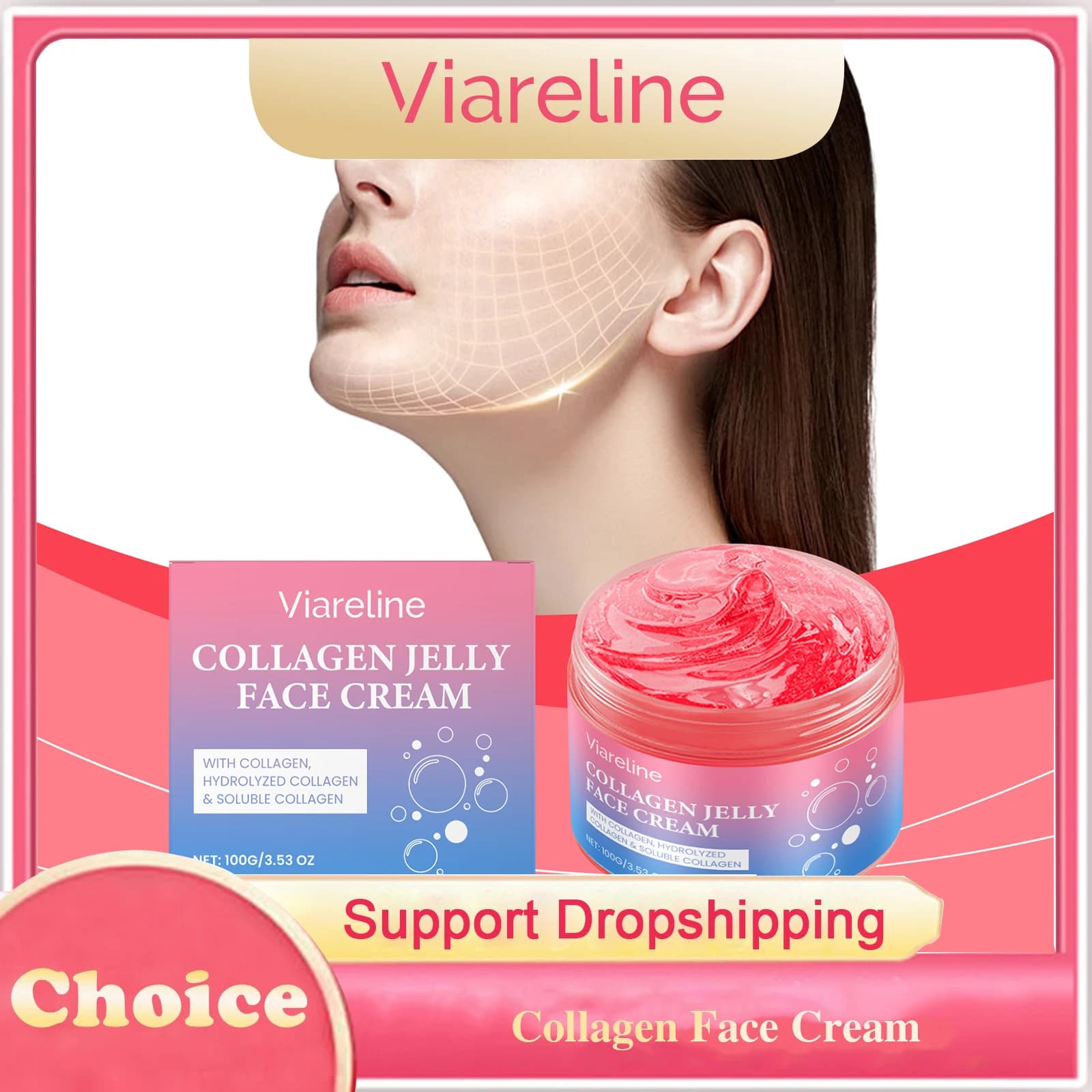 Crema Viso al Collagene Rassodante Idratante Anti-Rughe Illuminante Riparatrice Ammorbidente Texture Gel Morbida Lenitiva