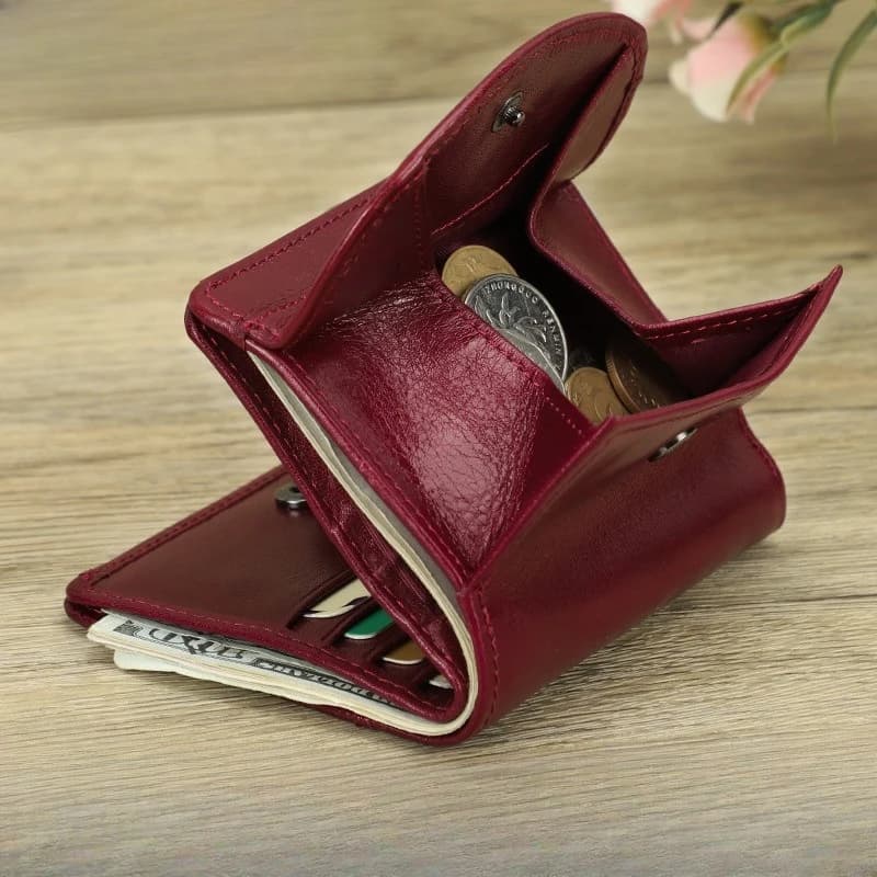 Portafoglio da donna alla moda con motivo angelo nero, borsa in pelle di vacchetta in stile europeo