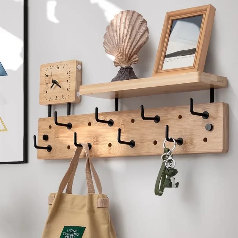 Bedroom Clothing Storage Wall Clothes Hanger Space Saving Home Organization Wall Mounted Kitchen Towels Clothes Hats Toilet A298