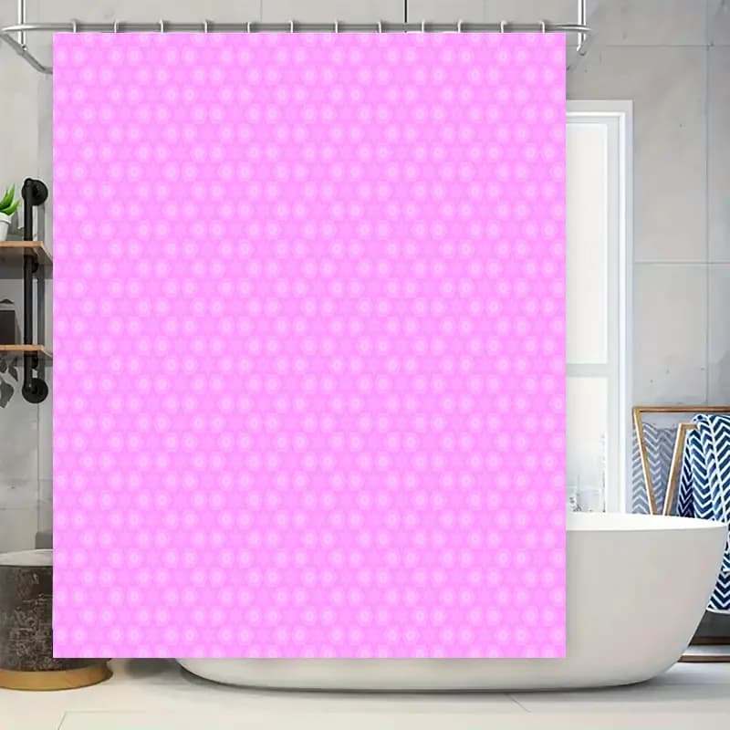 Set tappetino da bagno rosa con pois bianchi, moderno ed elegante, perfetto per l'arredamento della camera con tende da vasca o da doccia, dimensioni personalizzabili disponibili
