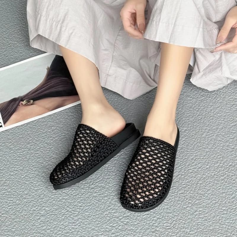 CICIYANG Pantofole da donna Punta chiusa 2025 Estate Nuovi appartamenti Pantofole antiscivolo Pantofole in rete da pesca di grandi dimensioni per donna