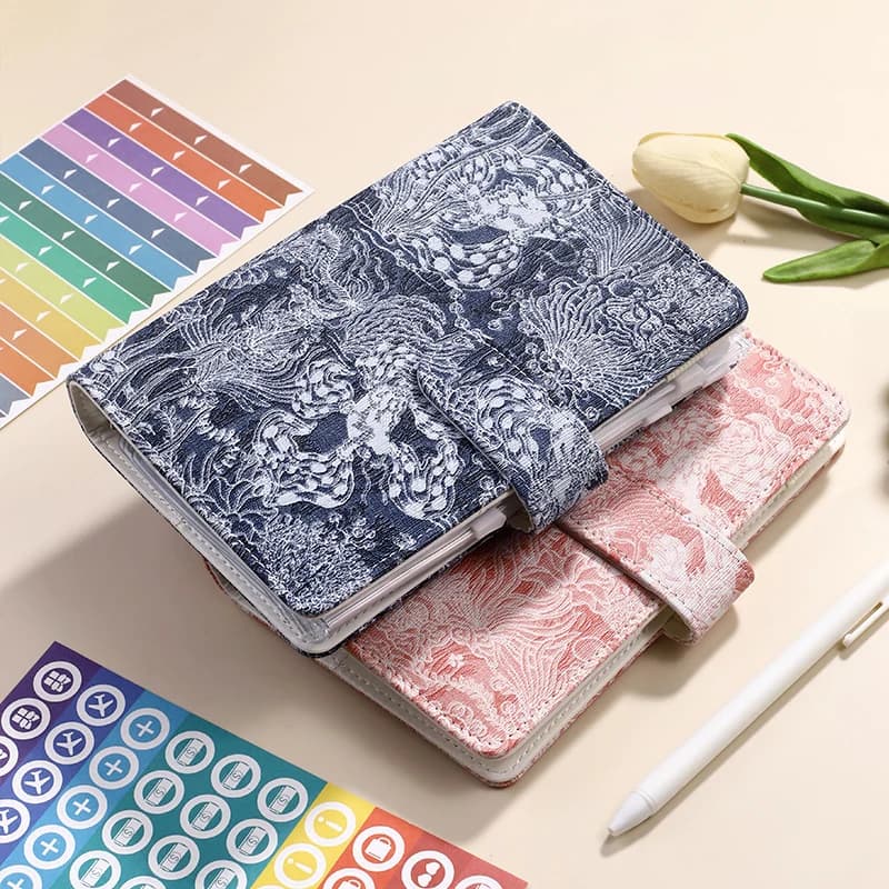 A6 Raccoglitore fai da te in pelle PU goffrata vintage Copertina per notebook Diario Agenda Planner Copertina in carta Cancelleria scolastica