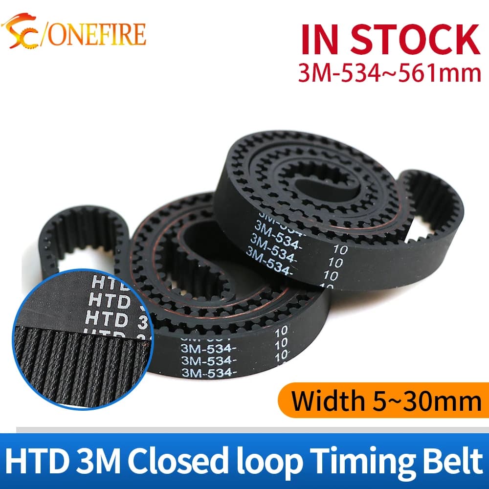 Cinghia sincrona HTD 3M 534/537/540/543/546/549/552/555/558/561mm larghezza 5~30mm per stampante 3D CNC, cinghia industriale a circuito chiuso