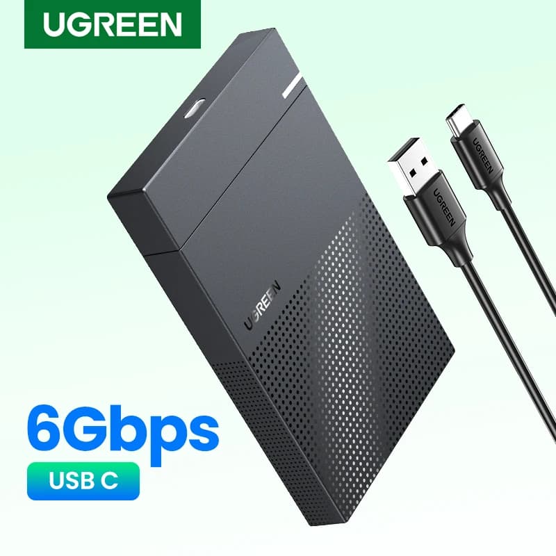 Custodia HDD UGREEN 2.5 USB C 2-IN-1 SATA a USB 3.1 Gen 2 6Gbps custodia SSD per disco rigido esterno per Seagate Toshiba Fujitsu 2.5 HDD Box