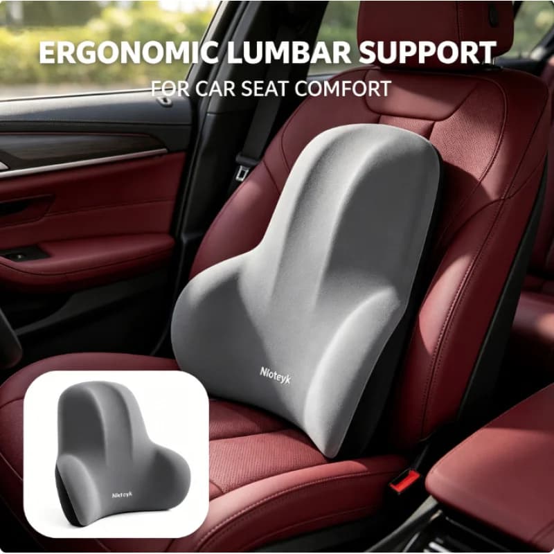 2 Cuscini Ergonomici in Memory Foam per Supporto Lombare Auto, a Lento Ritorno, Antiscivolo, Lavabili, in Poliestere, per Sedile Auto e Conducente