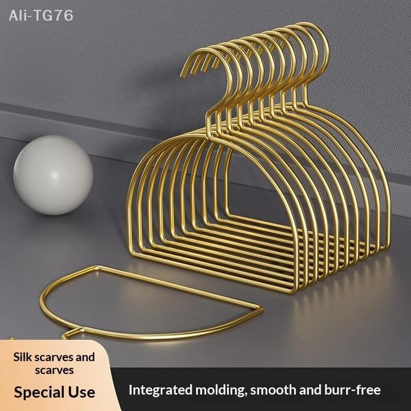 [P] 5PCS Gold Iron Half Round Scarf Hangers Pet Clothes Rack Storage Hanger For Pants Towel Tie,Closet Organizer For Adult Kids
