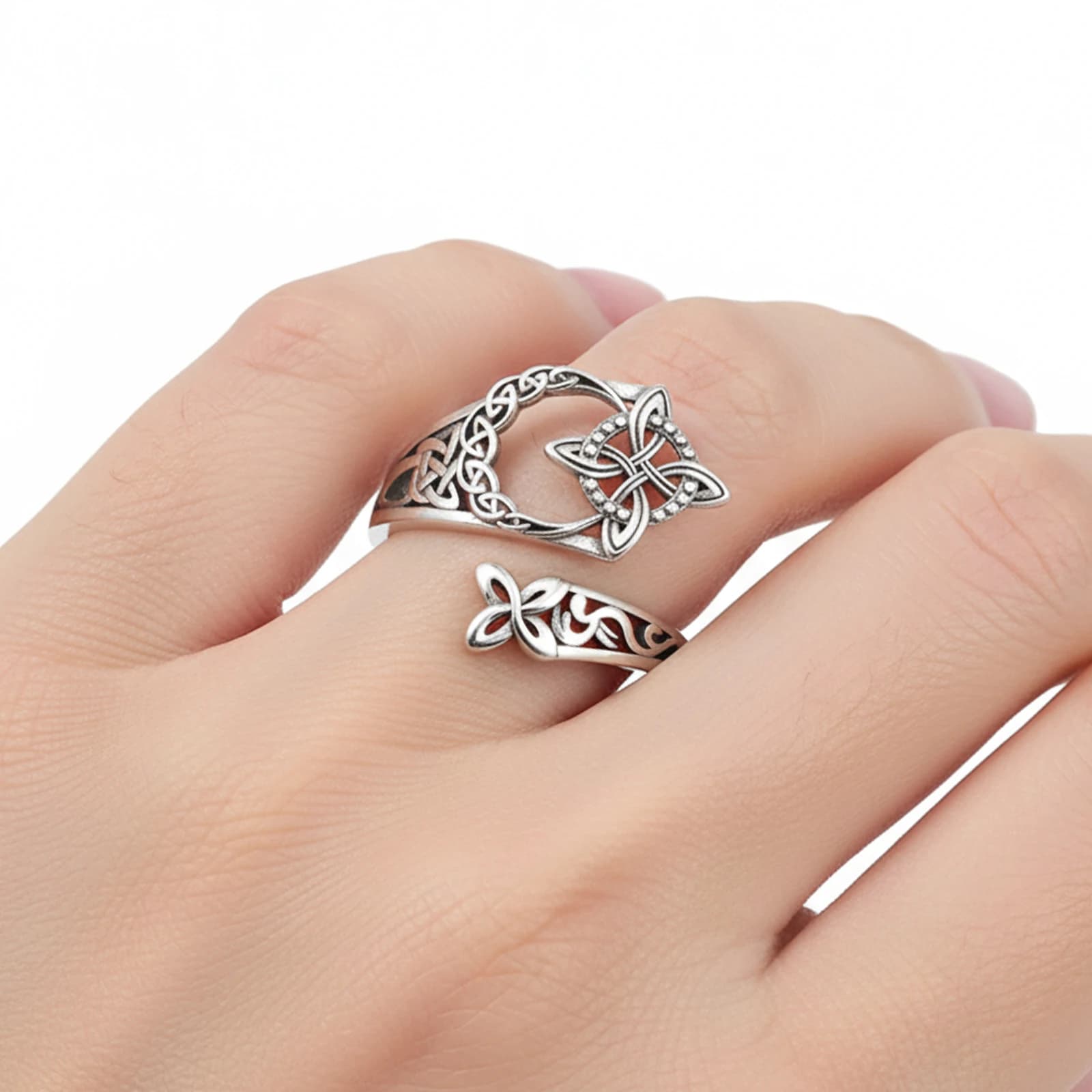 Anelli Aperti Regolabili da Donna con Pollice Libero, Anelli da Dito Impilabili Color Argento, Geometrici Irregolari per Ragazze, Gioielli Eleganti da Regalo