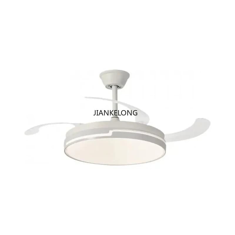 Ventilatore da soffitto Narvi bianco, 3 pale retrattili trasparenti, motore CC a 6 velocità, luce led 45w x2, dimmerabile in intensità e t