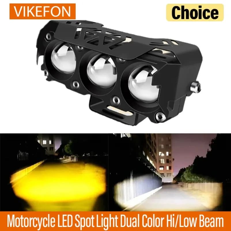 Faretto LED per moto Dual Color Hi/Low Beam Fendinebbia per auto camion SUV UTV 12V 24VMini Lente Faro Luce di guida