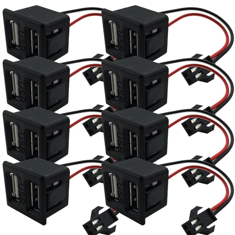 5V 2A Female Usb Lamp Charging Socket Power Socket Usb Female Base Type-C Socket with Cable Connector Black Double Layer