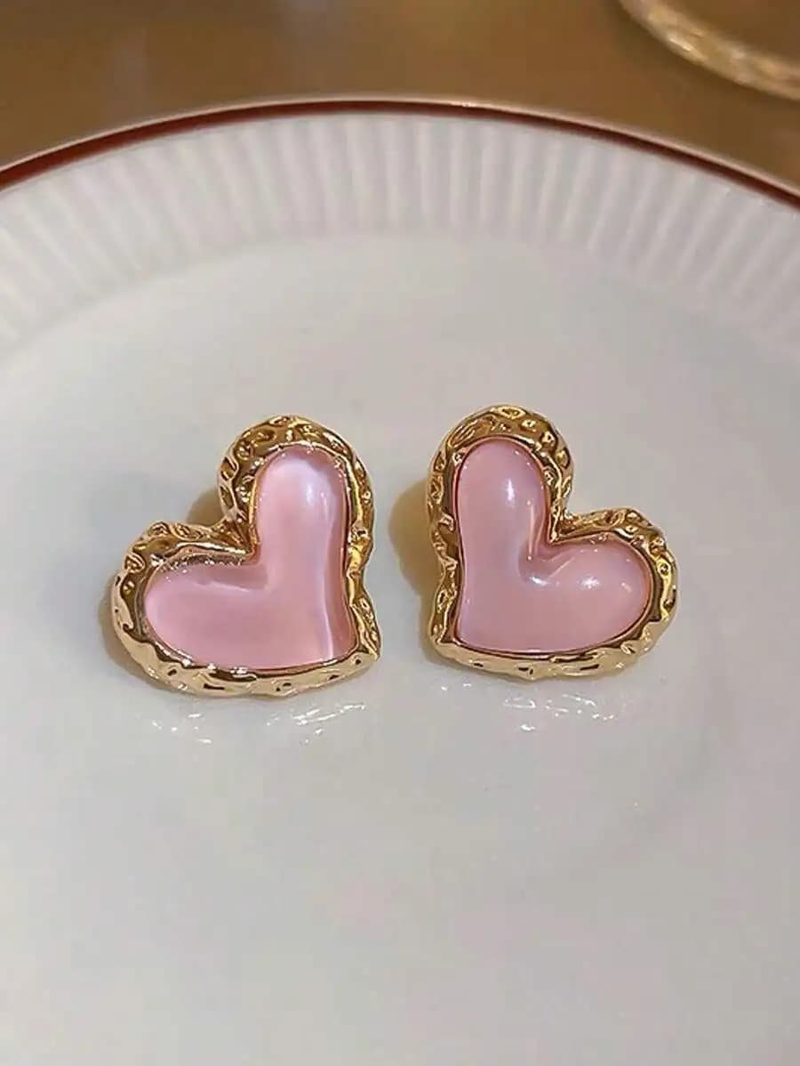 Elegant Heart Shaped Stud Earrings For Women Fashion Jewelry Valentine Gift