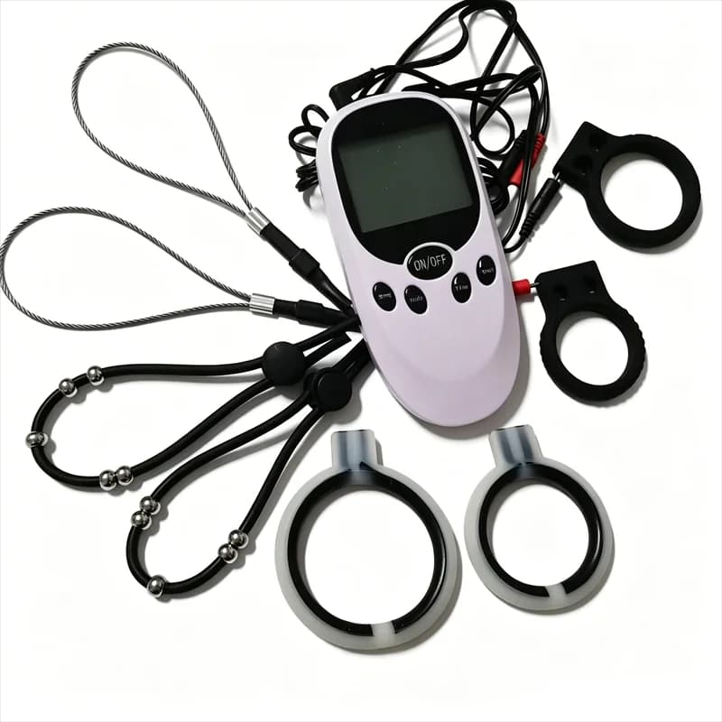 Silicone Cock Rings Metal Penis Trainer Massage 6 Modes Electric Shock Sex Toys for Men Male Testis Stimulation Adult Games