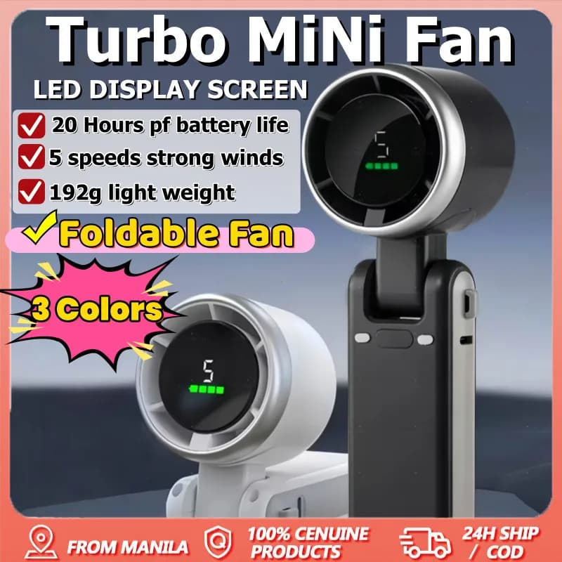 Handheld Fan 3-in-1 ,5-speedFoldable Digital Display USB Rechargeable Portable Silent Mini Desktop Fan For Home Office Travel