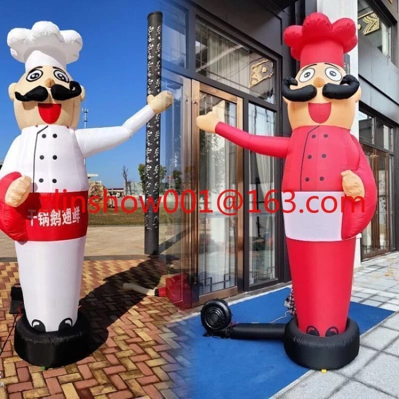 Opening Event Advertisement Waving Inflatable Cartoon Doll Chef Celebration Catering Waving and Without Fan
